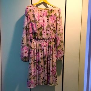 Long sleeved floral midi dress size 16